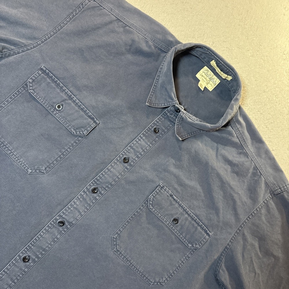 Cabela's‎ Stonewash Canvas SS Button up Shirt Blue Size 3XL Regular Outdoor